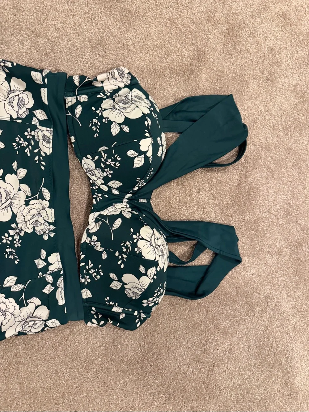 Adore Me High Waist Bikini Set Vintage Floral Teal Underwire Retro Pin-Up 1X